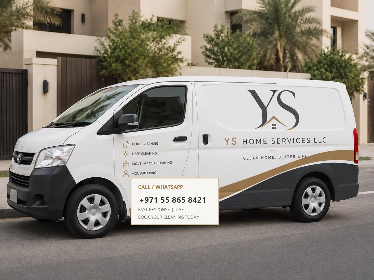 YS Home Services branded cleaning vehicle